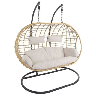 Garden Swing Seat by Wensum - 2 Seats Beige Cushions