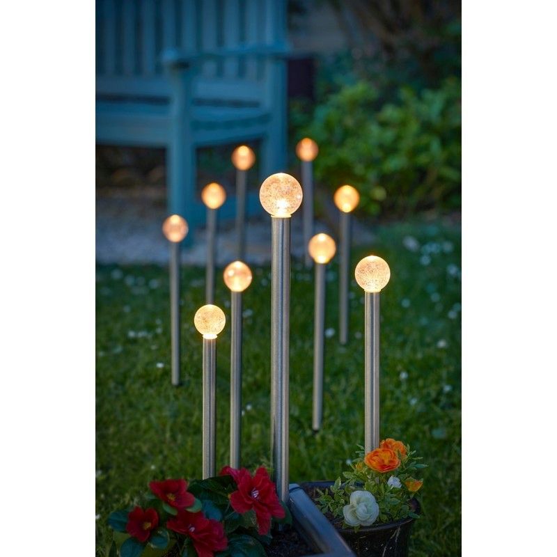 10 Pack Solar Garden Stake Light 10 Warm White LED - 44cm GlowBall by Smart Solar