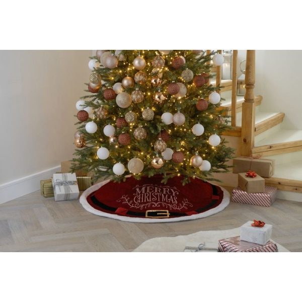 120cm Christmas Tree Skirt Fabric Red & White