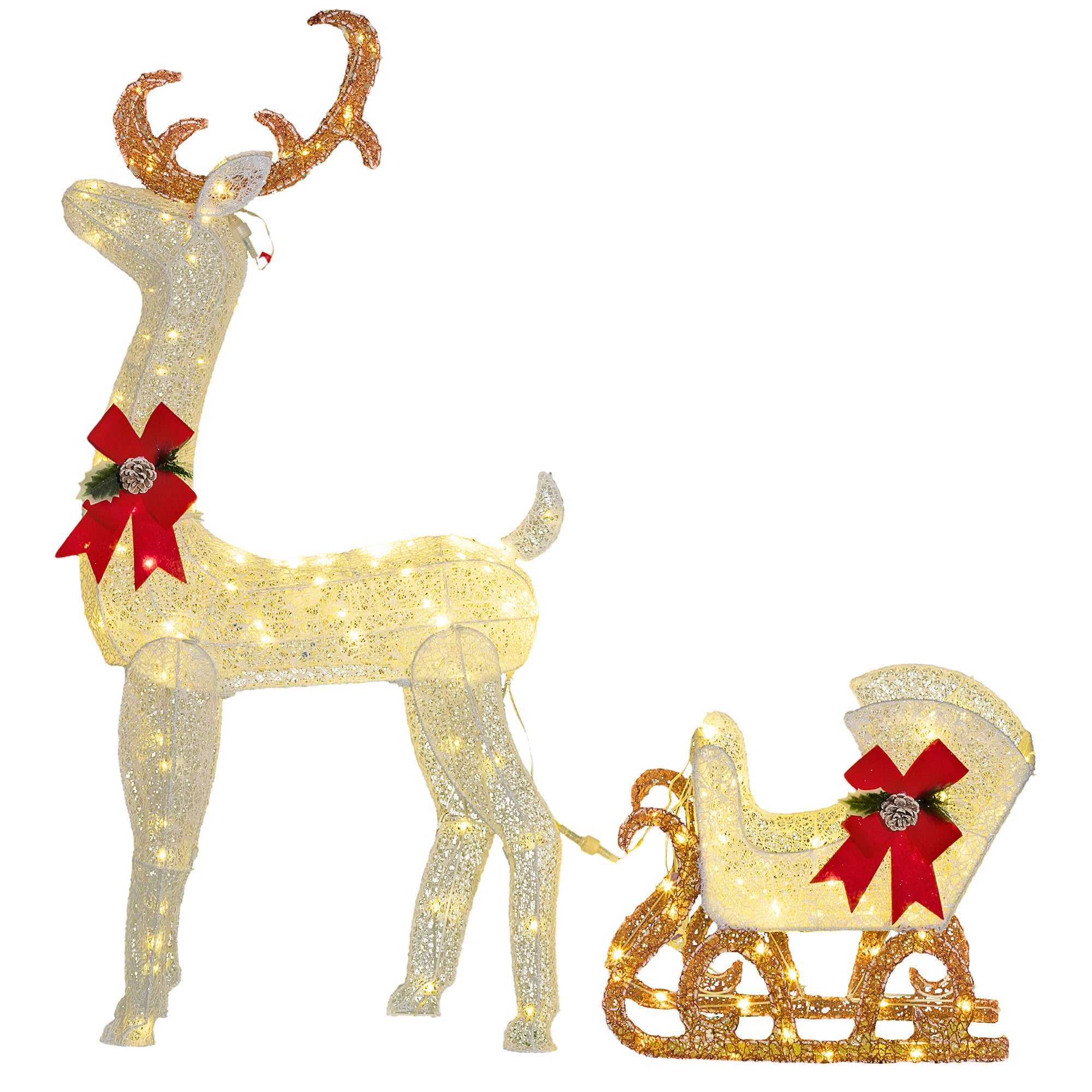 170 LED Light Reindeer And Sleigh Christmas Decoration