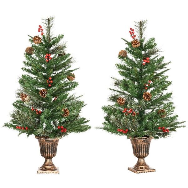 2x 3 Foot Berries & Cones Christmas Tree Artificial - Ornament 110 Tips