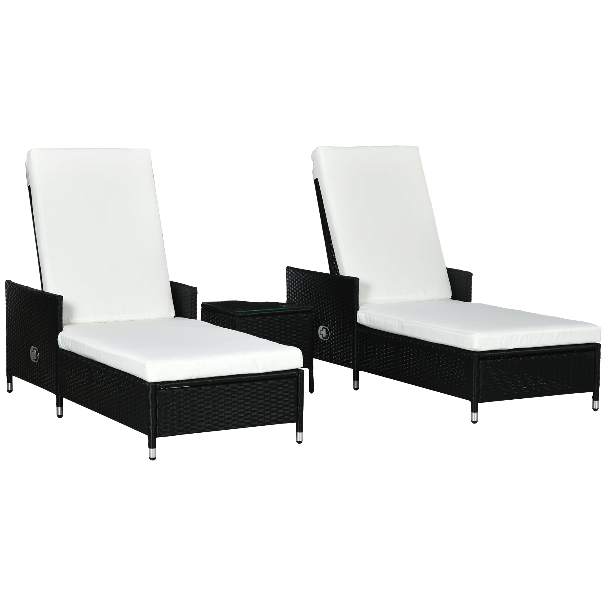 3-Pieces Rattan Sun Lounger