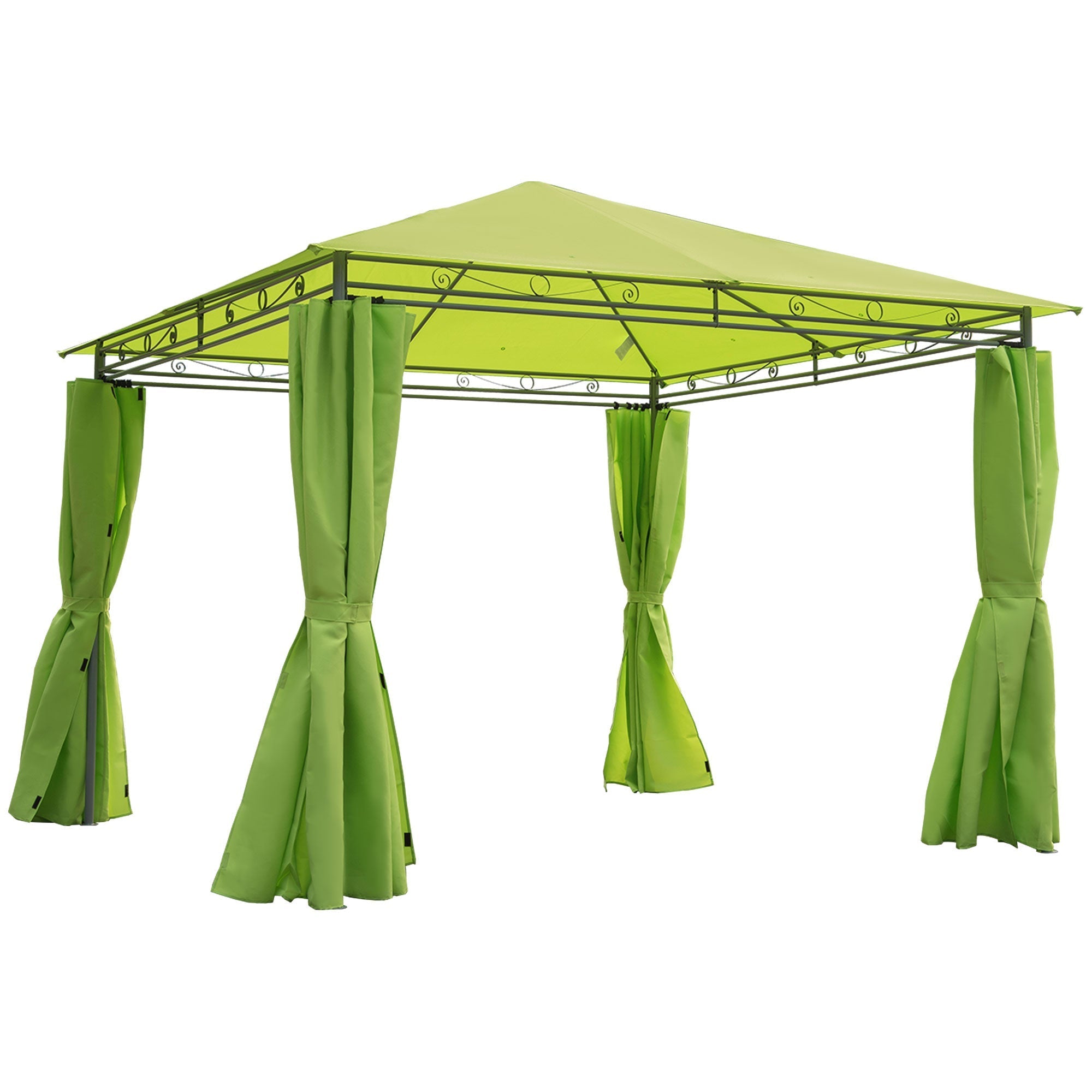 3 x 3 m Garden Metal Gazebo Marquee Patio Party Tent Canopy Shelter with Pavilion Sidewalls - Green