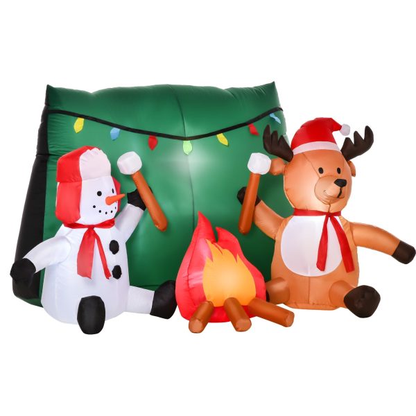 3.5 Foot Christmas Inflatable Snowman with Deer Outdoor Home Garden Decoration