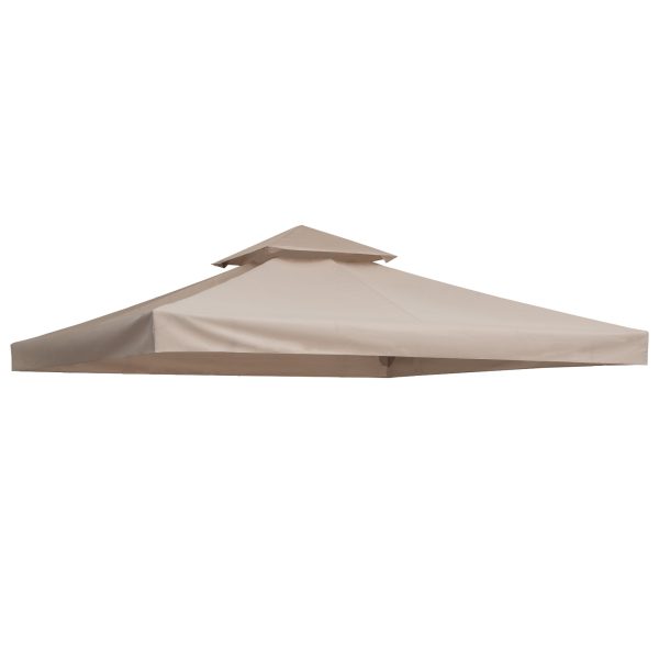 3M Gazebo Top Cover Double Tier Canopy Replacement Pavilion Roof Deep Beige