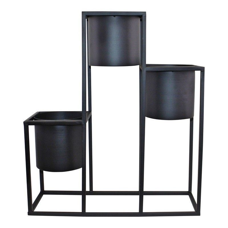 3x Planter Metal Black - 50cm