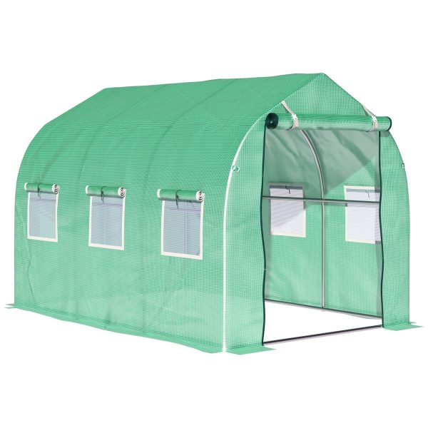 3x2 m Polytunnel Walk-in Greenhouse-Green