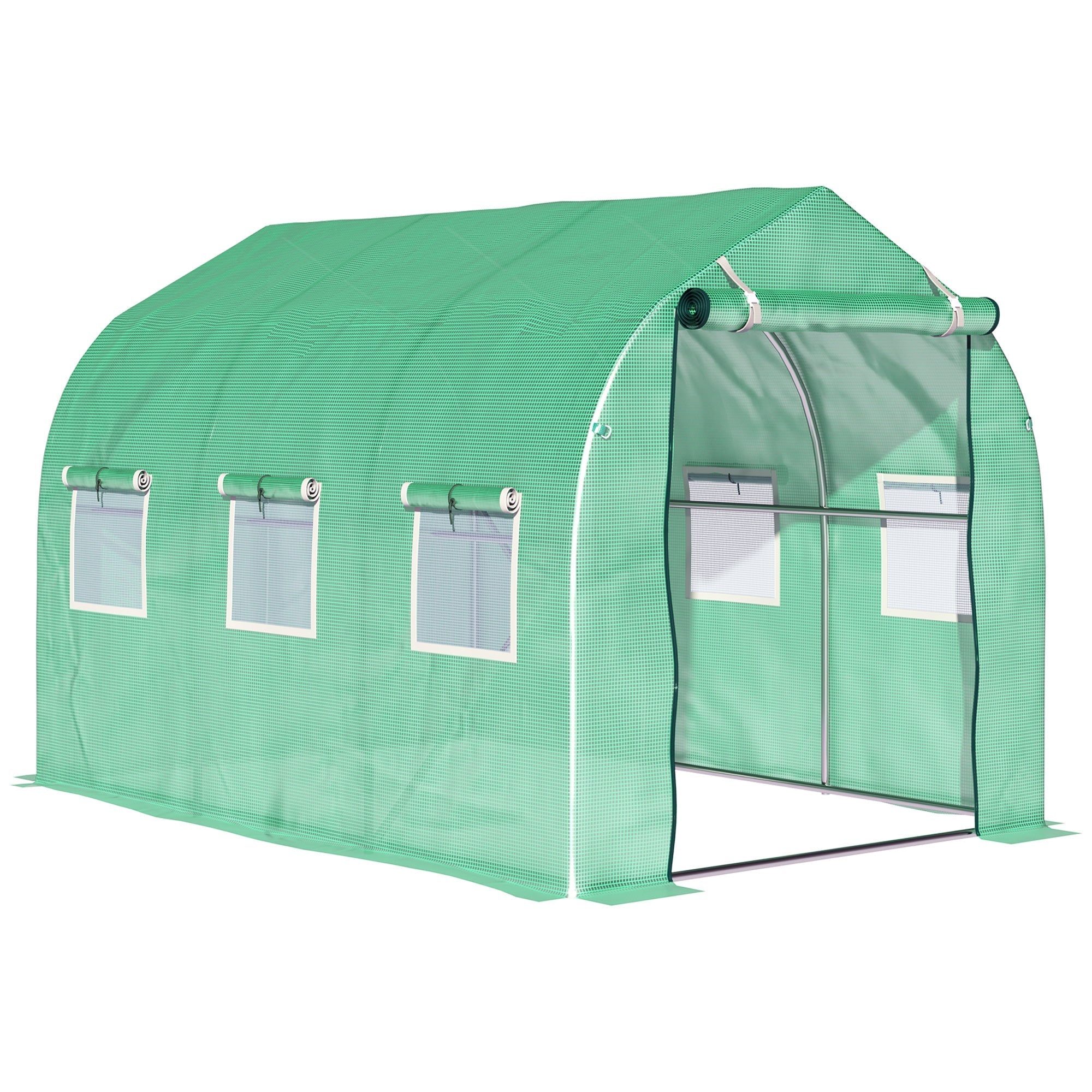 3x2 m Polytunnel Walk-in Greenhouse-Green