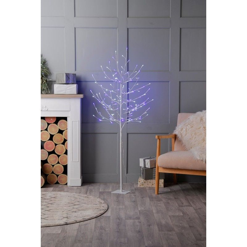 4 Foot Christmas Tree Light Feature Metal & Plastic with LED Lights Blue & White Glow-Worm