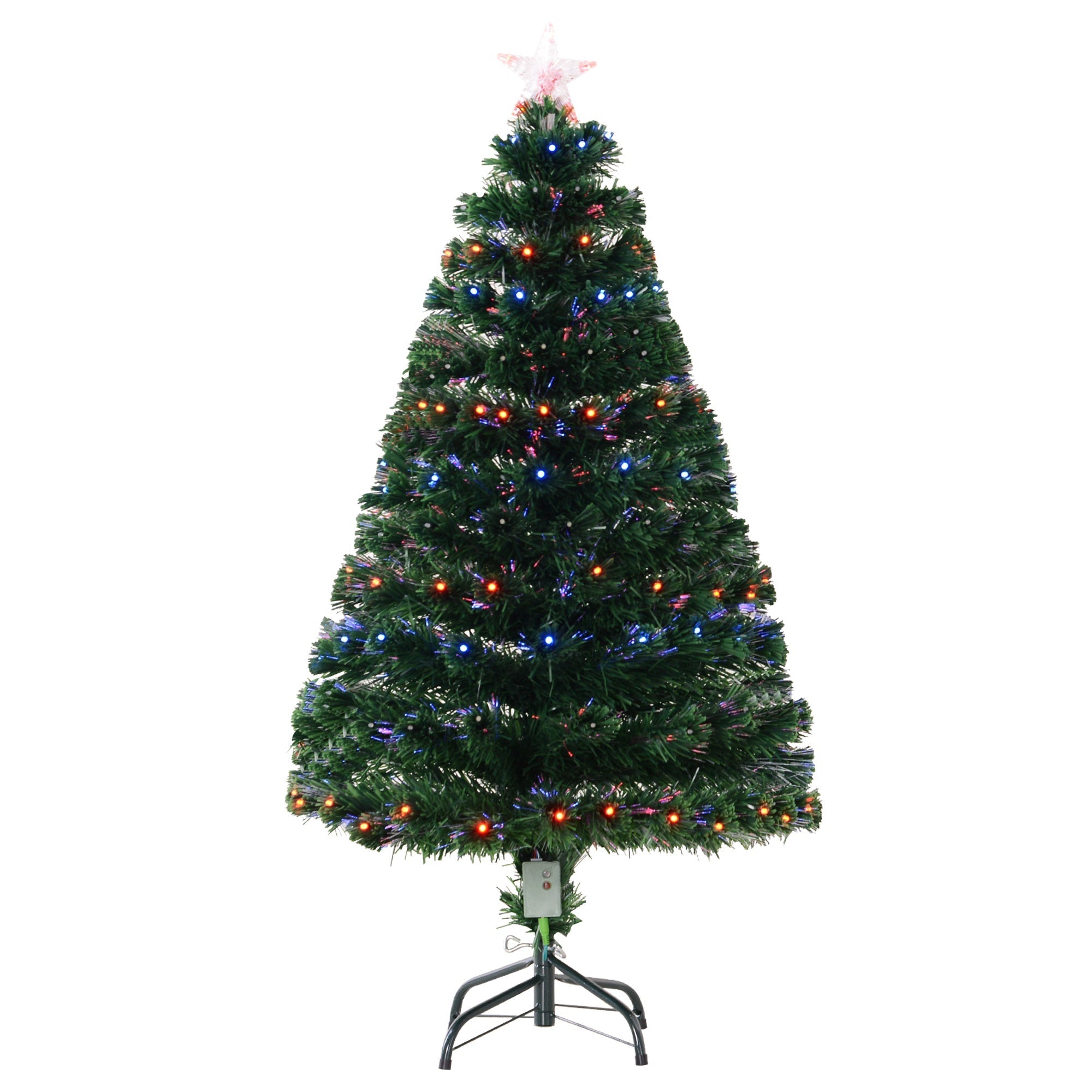 4 Foot Prelit Artificial Christmas Tree with Multi-Coloured Fiber Optic LED Light