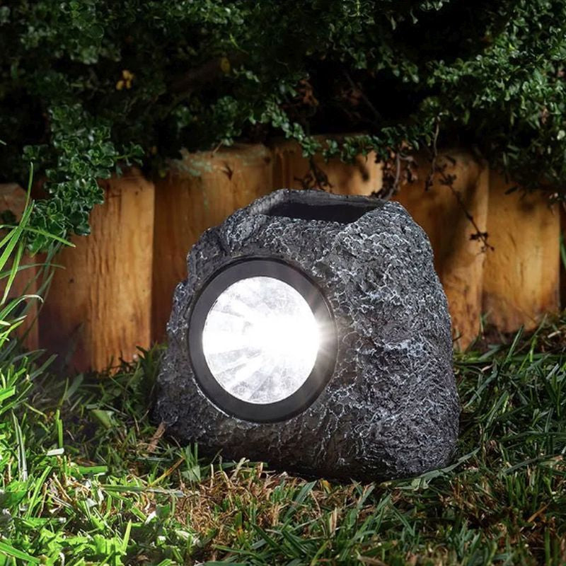 4 Pack Rock Solar Garden Light Ornament Decoration White LED - 10cm by Smart Solar