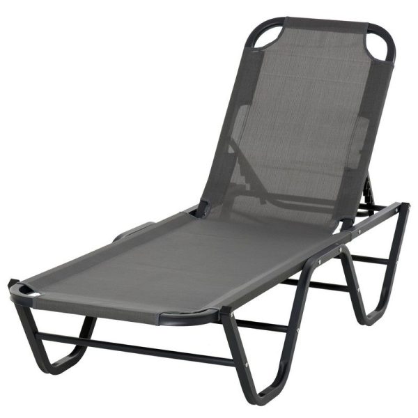 5-Position Sun Lounger Aluminium Grey by Aosom