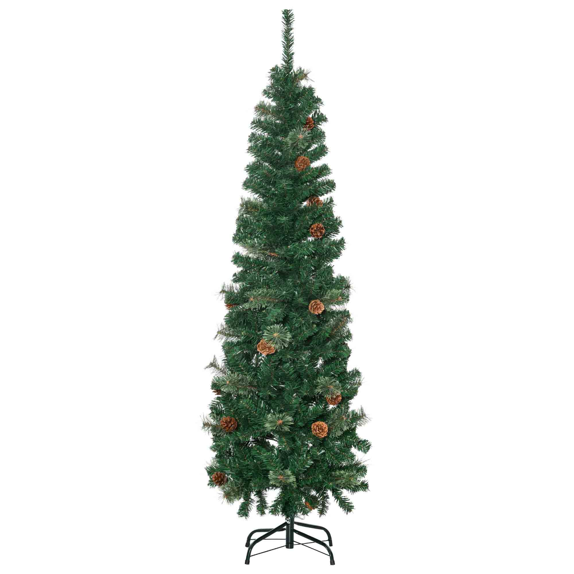 5.5 Foot Tall Pencil Slim Artificial Christmas Tree with Realistic Branches