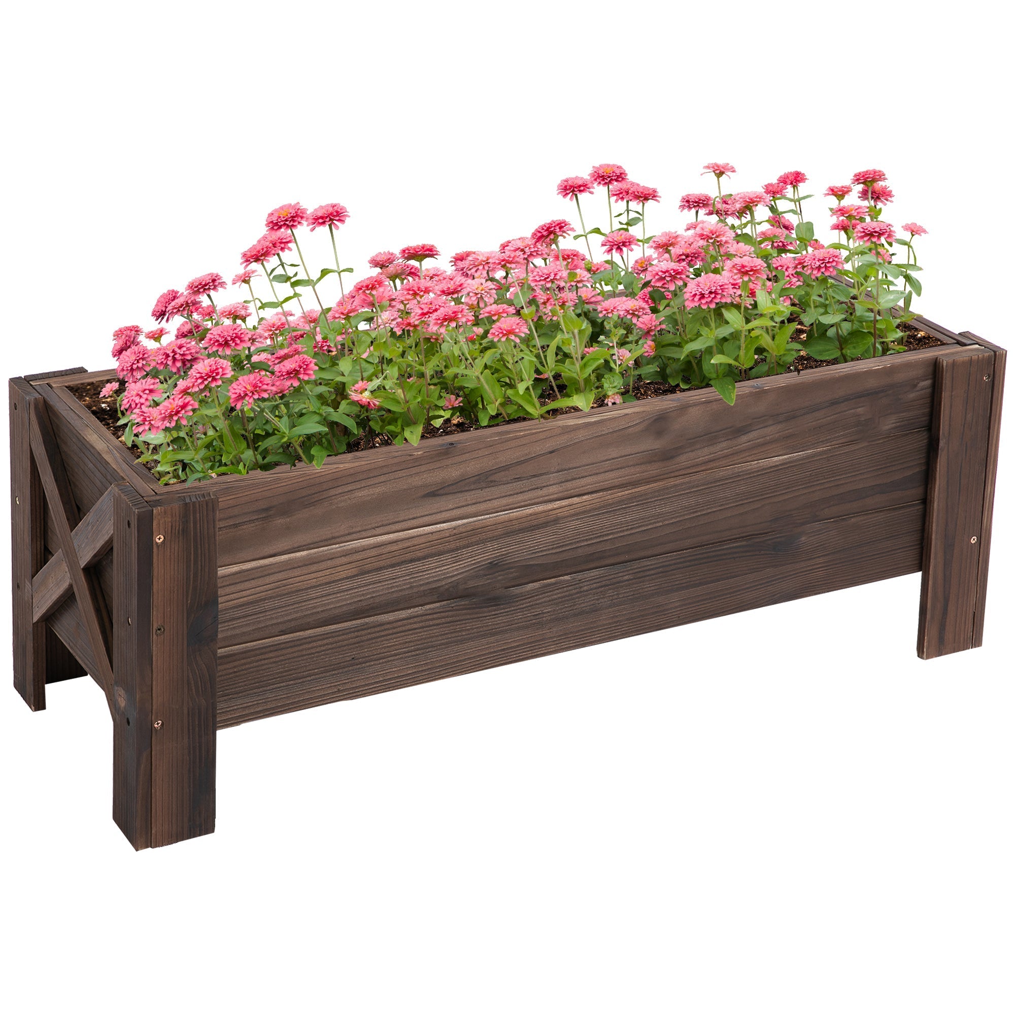 58L Garden Raised Bed Planter Grow Containers for Outdoor Patio Plant Flower Vegetable Pot Fir Wood