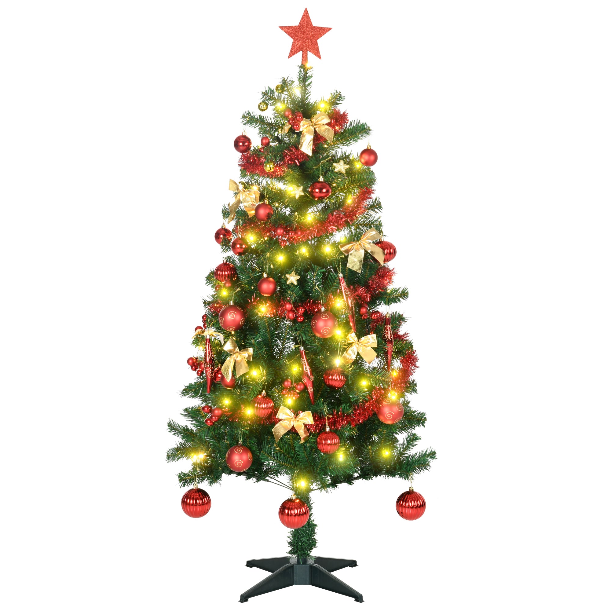 5ft Decorated Christmas Tree Artificial - with LED Lights Warm White 360 Tips