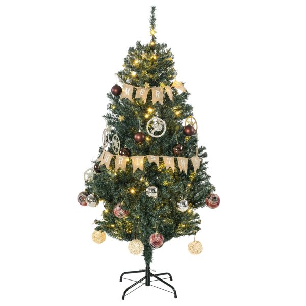 5ft Decorated Christmas Tree Artificial - with LED Lights Warm White 472 Tips