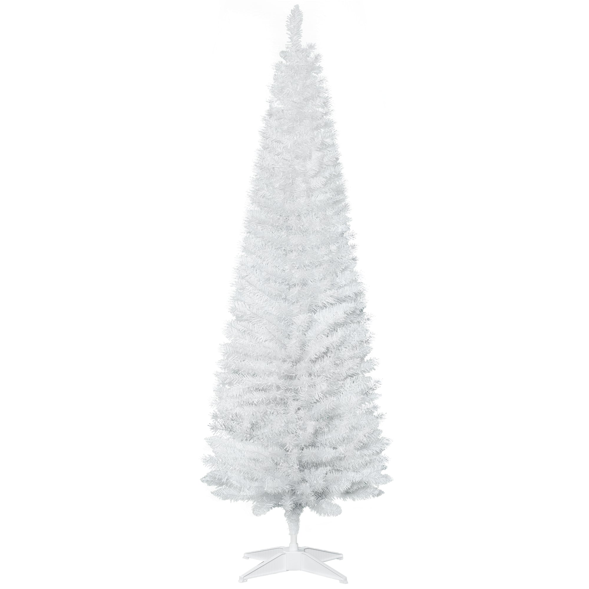 6 Foot Artificial Pine Pencil Slim Tall Christmas Tree with 390 Branch Tips Xmas Holiday Décor with Stand White