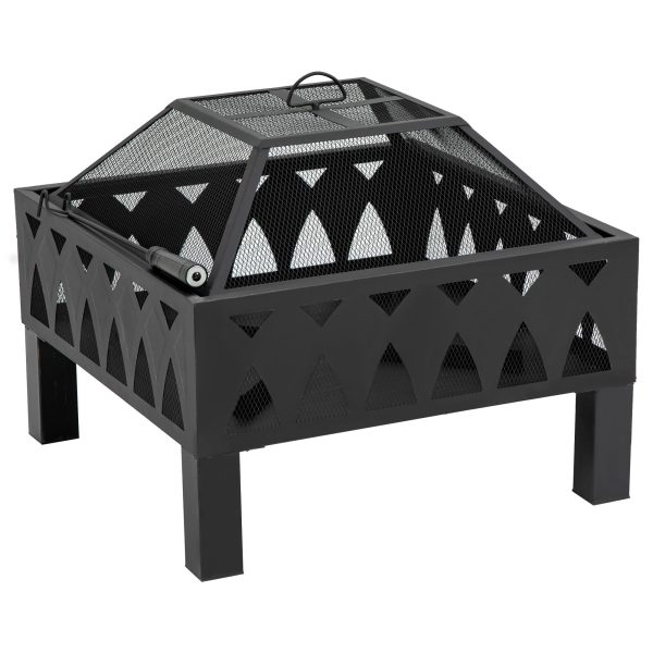 66cm Outdoor Fire Pit with Screen Cover