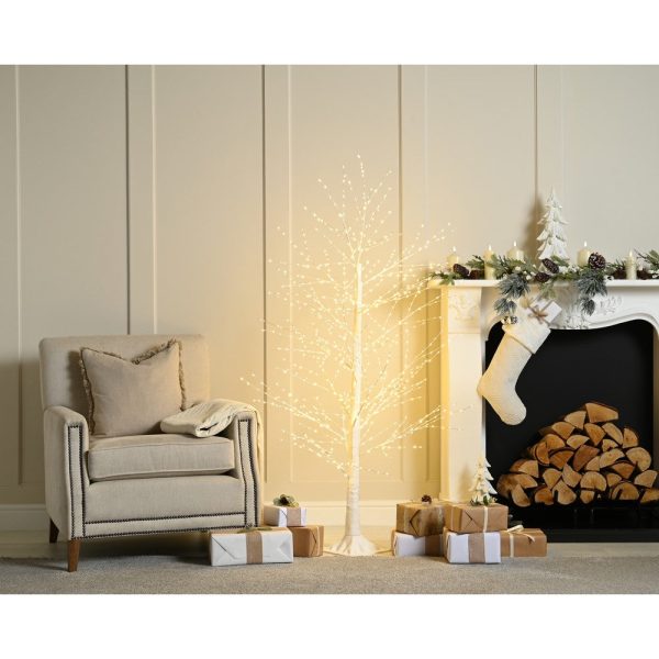 6ft Christmas Tree Light Feature White with LED Lights Warm White Microdot