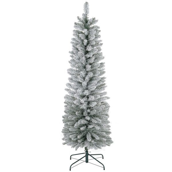 6ft Slim Christmas Tree Artificial - White Frosted Green 329 Tips