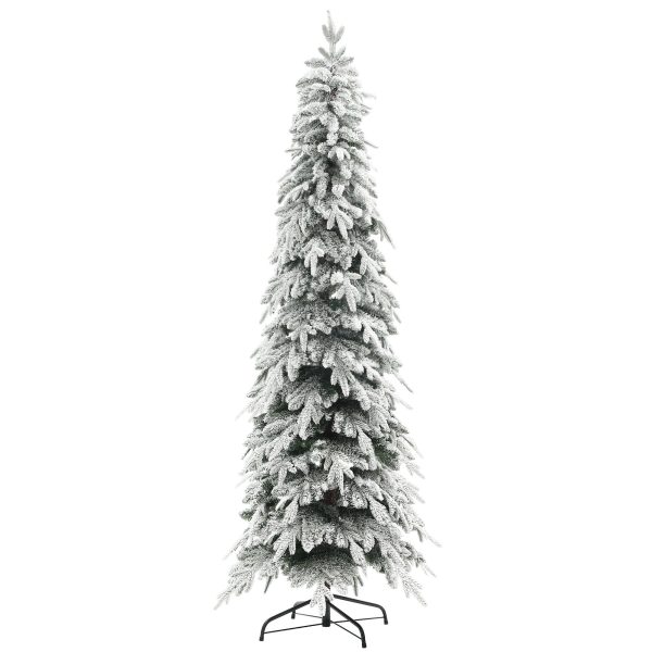 7ft Slim Christmas Tree Artificial - White Frosted Green Slim 800 Tips