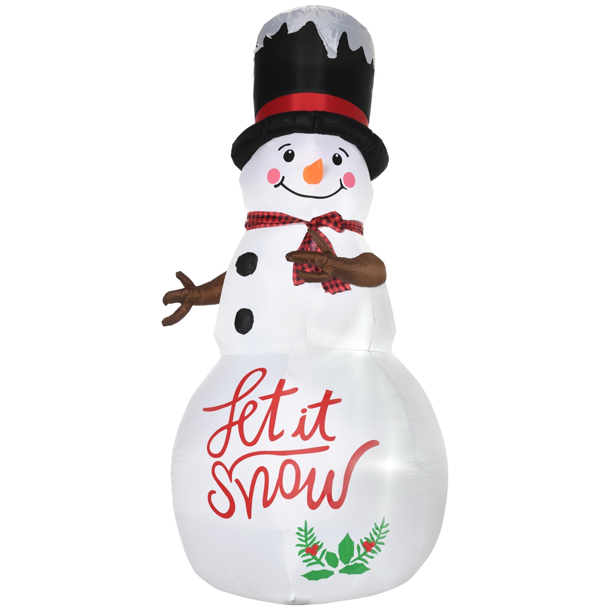 8 Foot Inflatable Christmas Snowman with Black Hat and Red Scotch Scarf