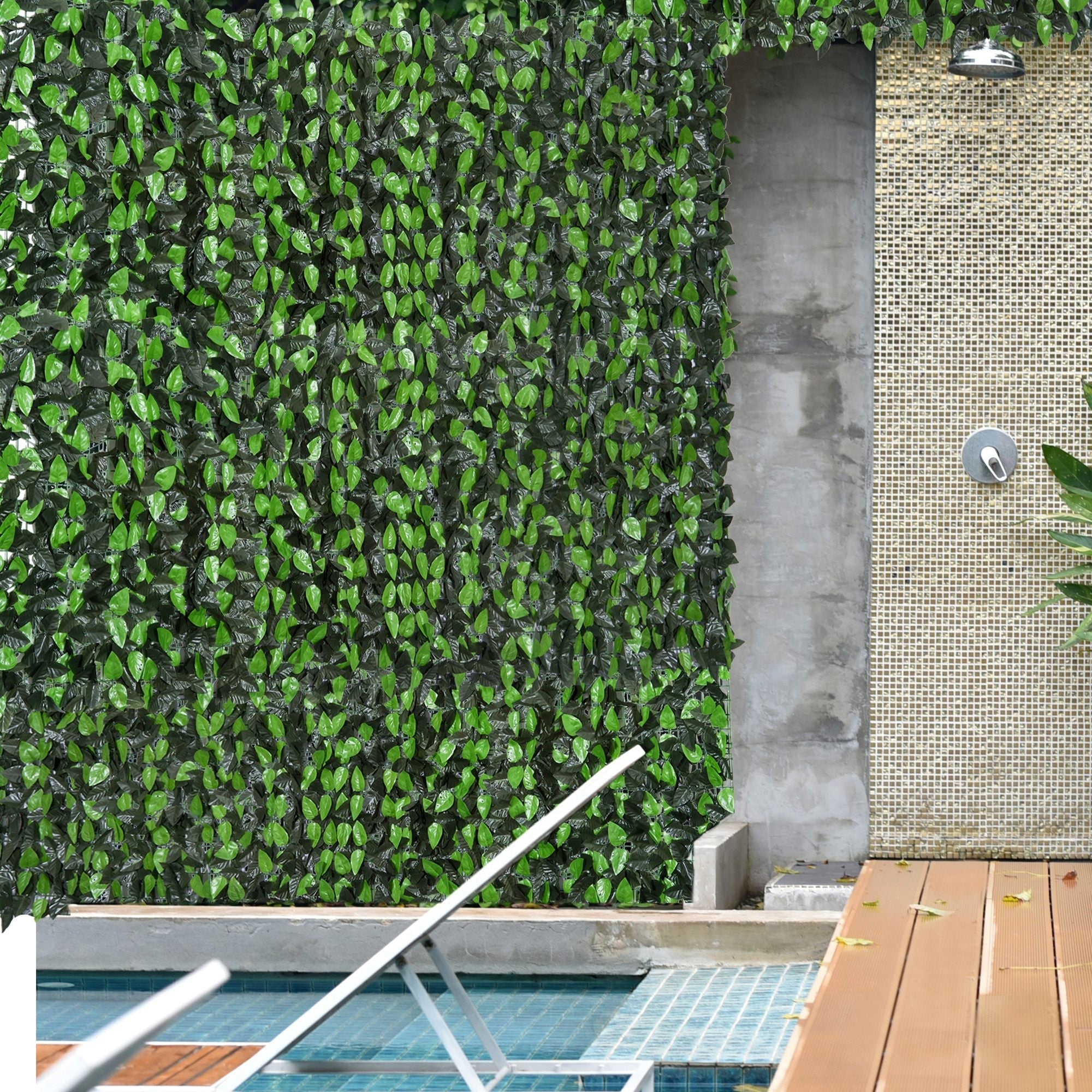 Artificial Leaf Hedge Screen Privacy Fence Panel for Garden Outdoor Indoor Decor 3M x 1M Light Green and Dark Green