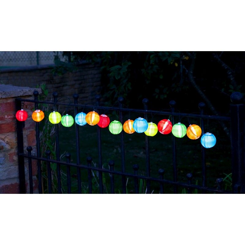 Chinese Lantern Solar Garden String Lights Decoration 10 White LED - 4.7m by Smart Solar