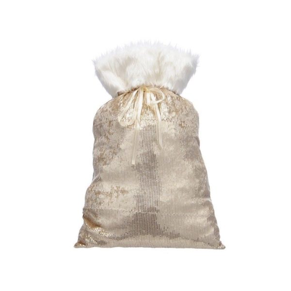 Christmas Sack Gold with Sequin Pattern - 70cm