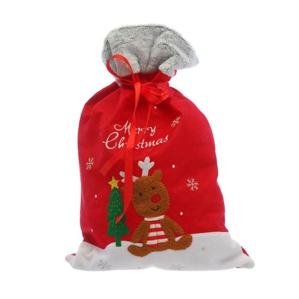 Christmas Sack Red with Reindeer Pattern - 70cm