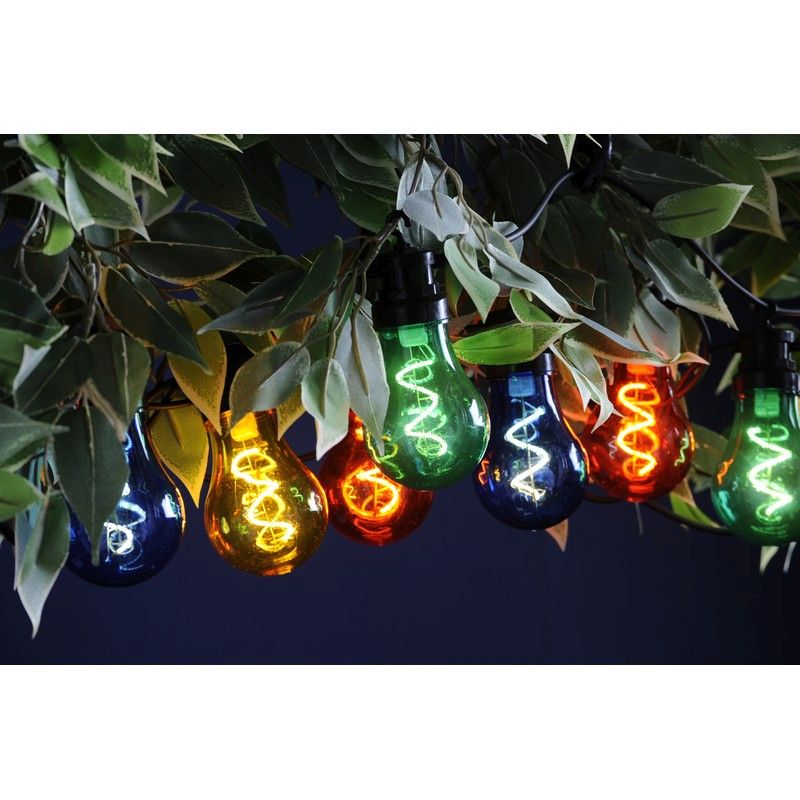 Christmas String Spiral Festoon Lights Multicolour Outdoor 10 LED - 4.5m