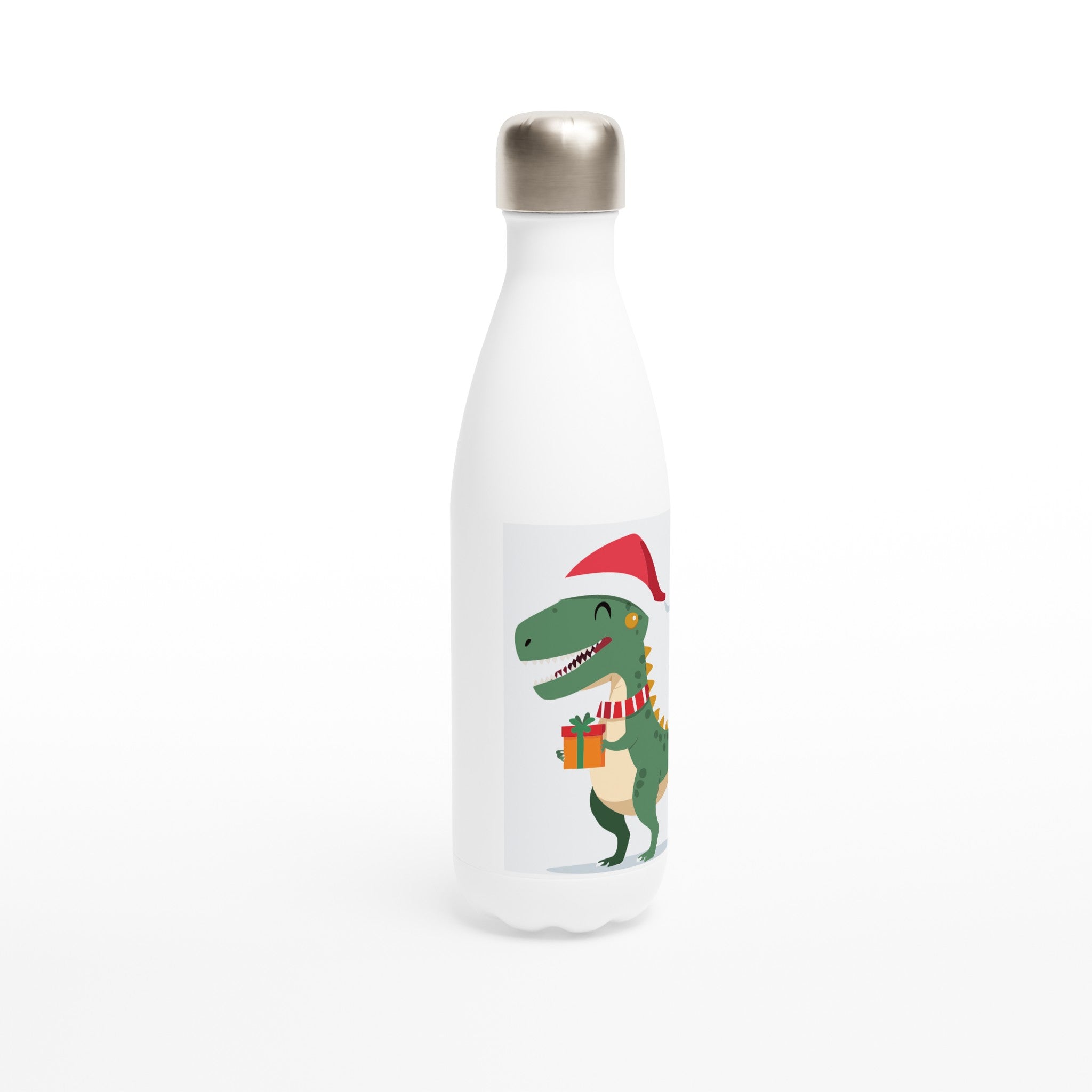 Christmas Tyrannosaurus White 17oz Stainless Steel Water Bottle