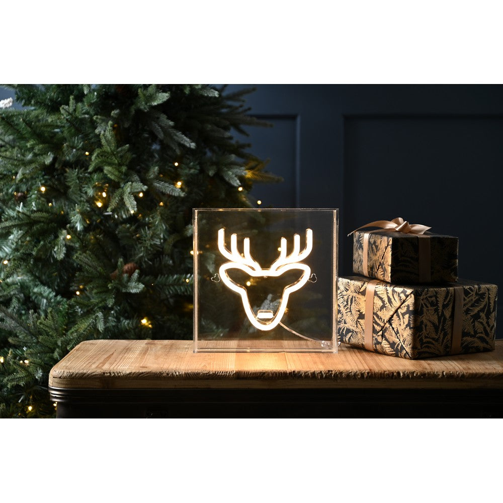 Christmas Warm White Neon Flex Reindeer Sign-Usb - 30cm