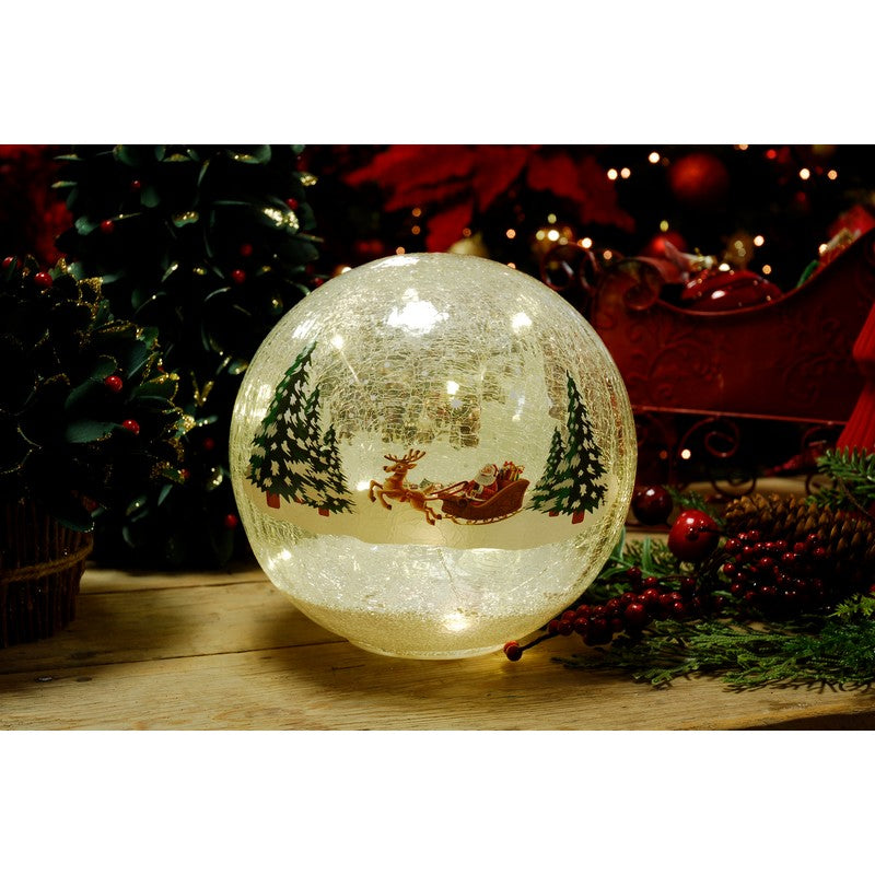 Crackle Effect Christmas Light Ball Warm White Indoor 12 LED