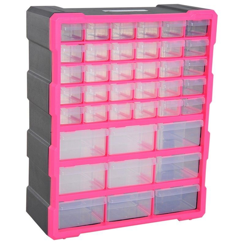 Durhand 39 Drawer Storage Cabinets 38Lx16Dx47.5H cm Plastic-Rose Red