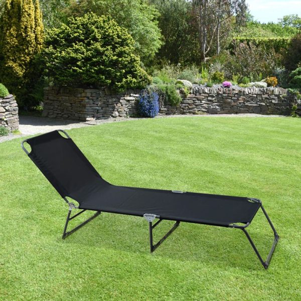 Essentials Powder Coated Garden Patio Sun Lounger by Croft