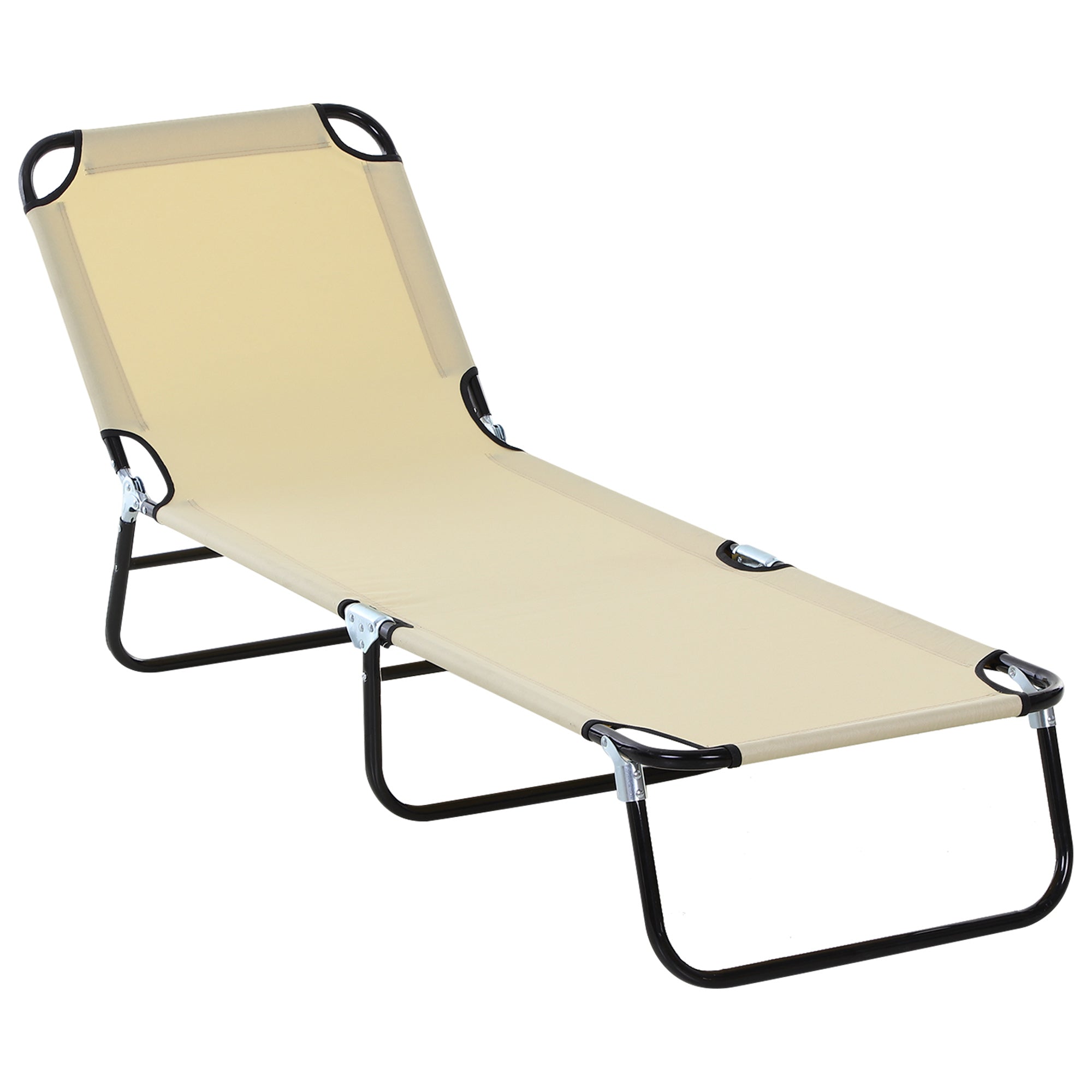 Foldable Sun Lounger with 5-Position Adjustable Backrest