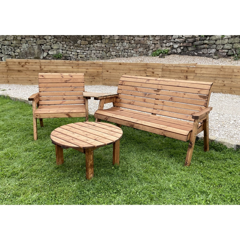 Garden Tete a Tete by Charles Taylor - 1 Long Bench 1 Grand Chair Angled Tray Round Coffee Table