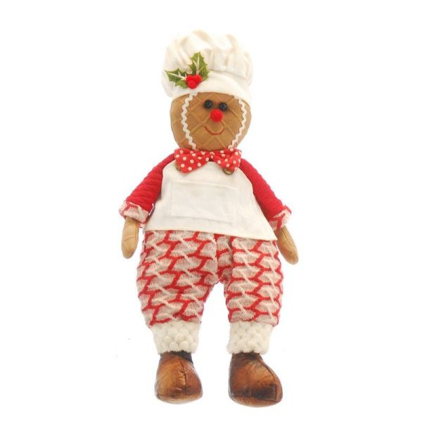 Gingerbread Man Christmas Decoration Red & White - 53cm