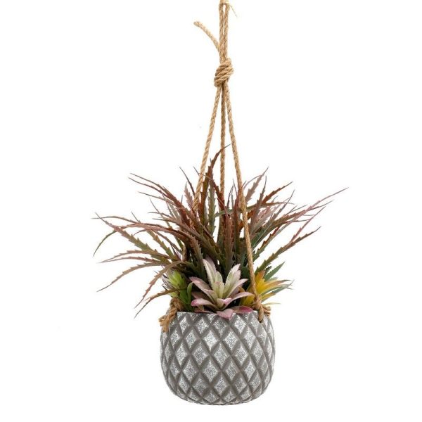 Hanging Succulents in Lattice Design Large Grey Pot