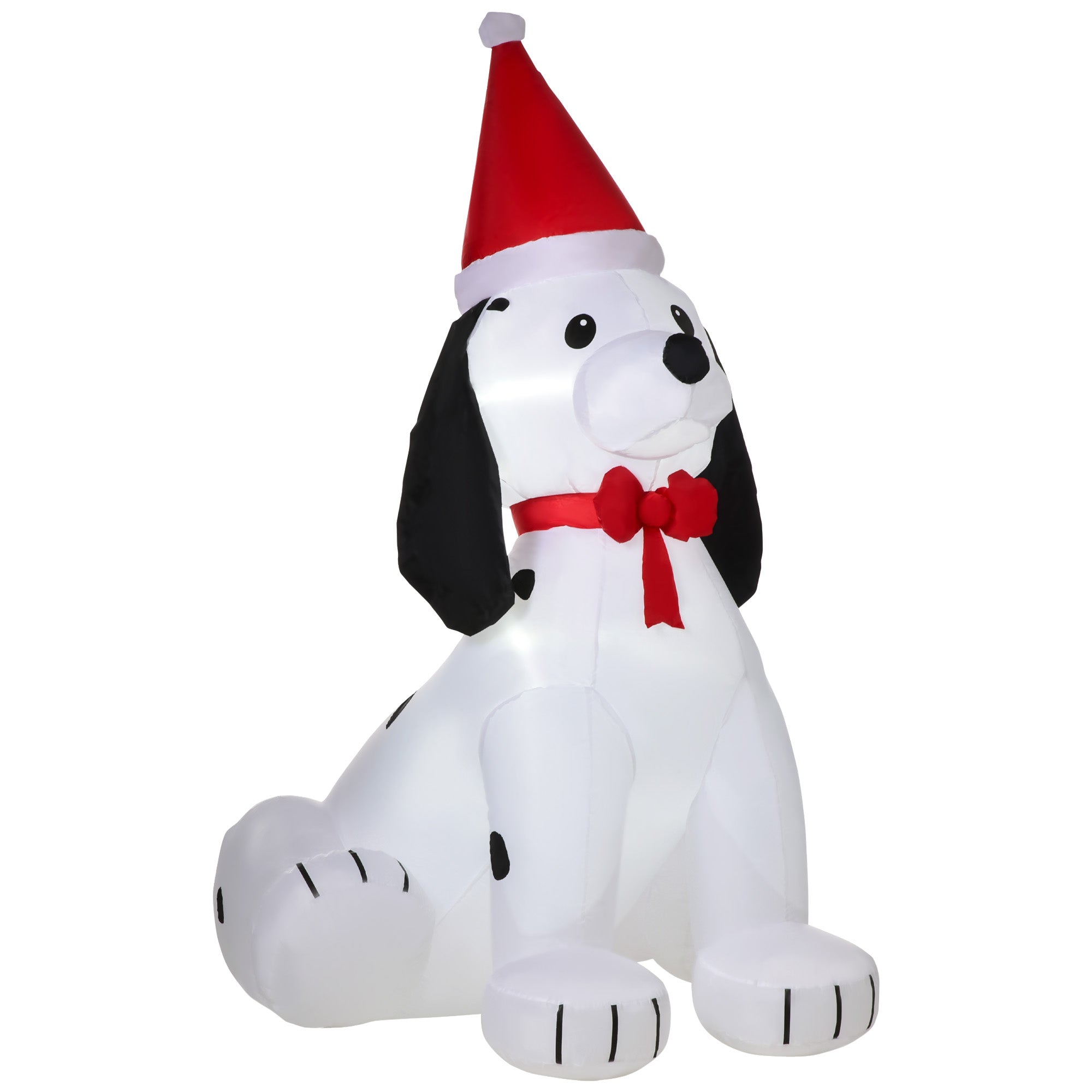 Homcom 6 Foot Inflatable Christmas Puppy Dog with Santa Hat Lighted Blow Up Decoration