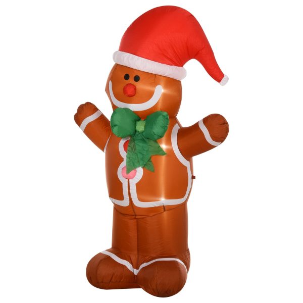 Homcom 6 Foot LED Polyester Outdoor Christmas Inflatable Gingerbread Man