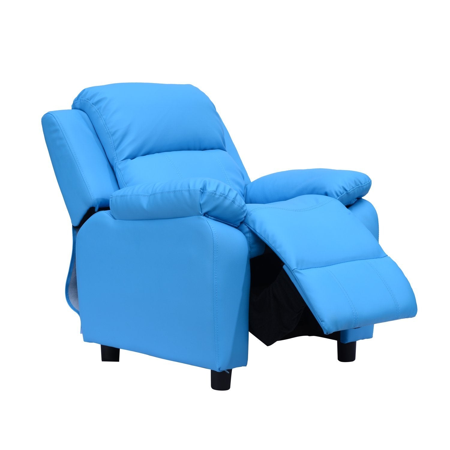 Kids Children Recliner Lounger Armchair Games Chair Sofa Seat PU Leather Look w/ Storage Space on Arms Blue