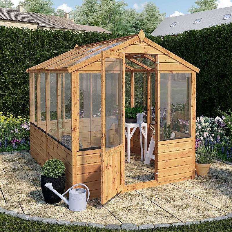 Mercia Evesham 6' 2" x 7' 9" Apex Greenhouse - Premium Dip Treated Shiplap