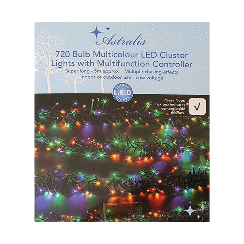 Multicolour Outdoor Animated Christmas Cluster Lights 720 LEDs