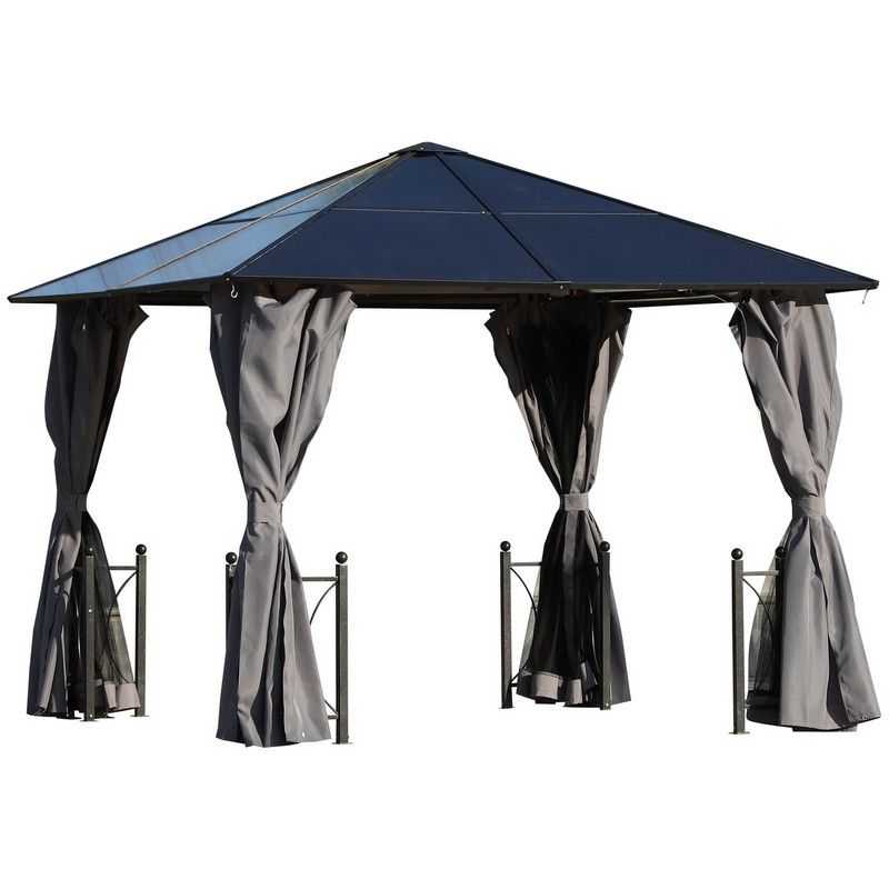 Outsunny 3 x 3M Hardtop Gazebo Canopy with Polycarbonate Roof