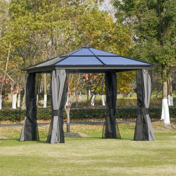 Outsunny 3 x 3M Hardtop Gazebo with UV Resistant Polycarbonate Roof & Aluminium Frame