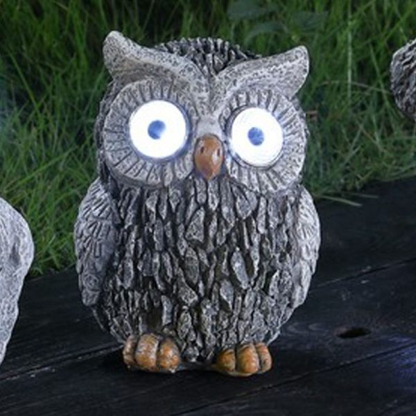 Owl Solar Garden Light Ornament Decoration 2 White LED - 13cm by Bright Garden