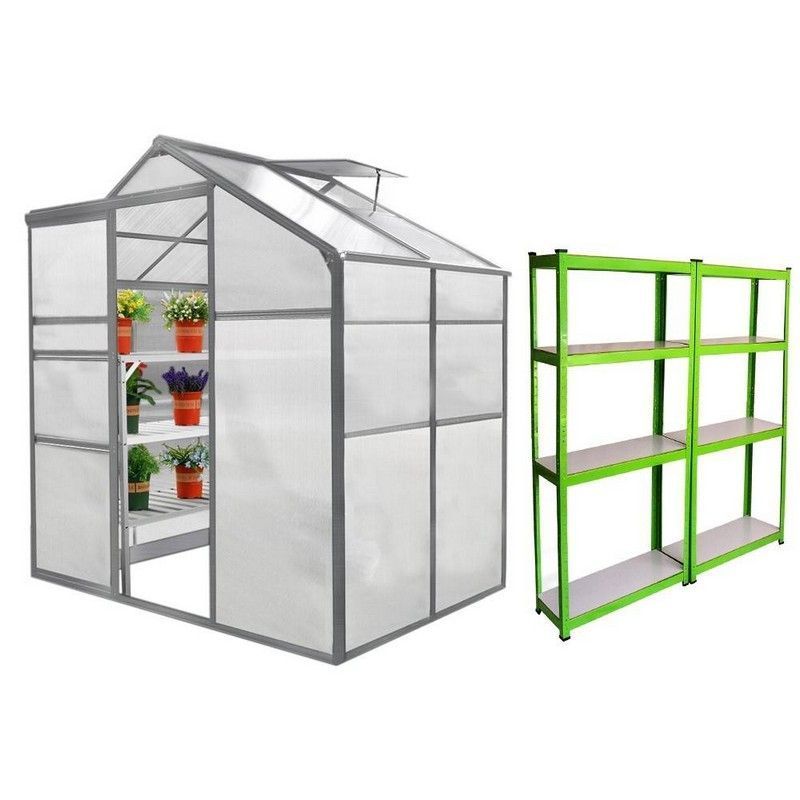 Raven Crescive 6' x 4' Apex Greenhouse & Racking Set - Classic Polycarbonate