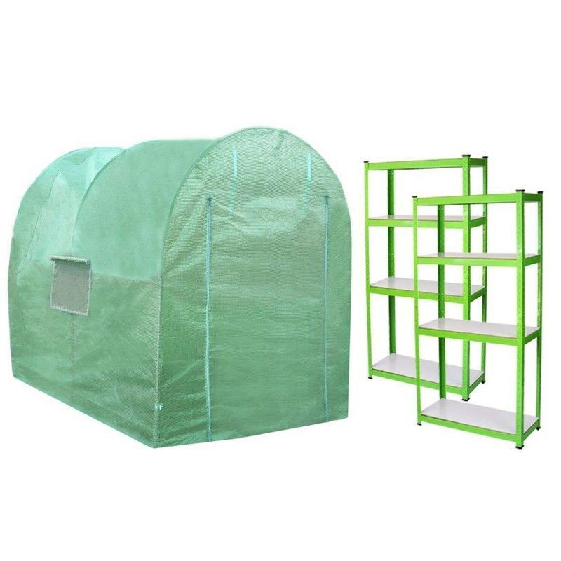 Raven Flourish 6' 6" x 8' 2" Curved Polytunnel & Racking Set - Classic Polyethylene